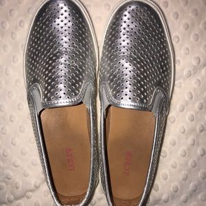 J CREW Womens Silver loafers